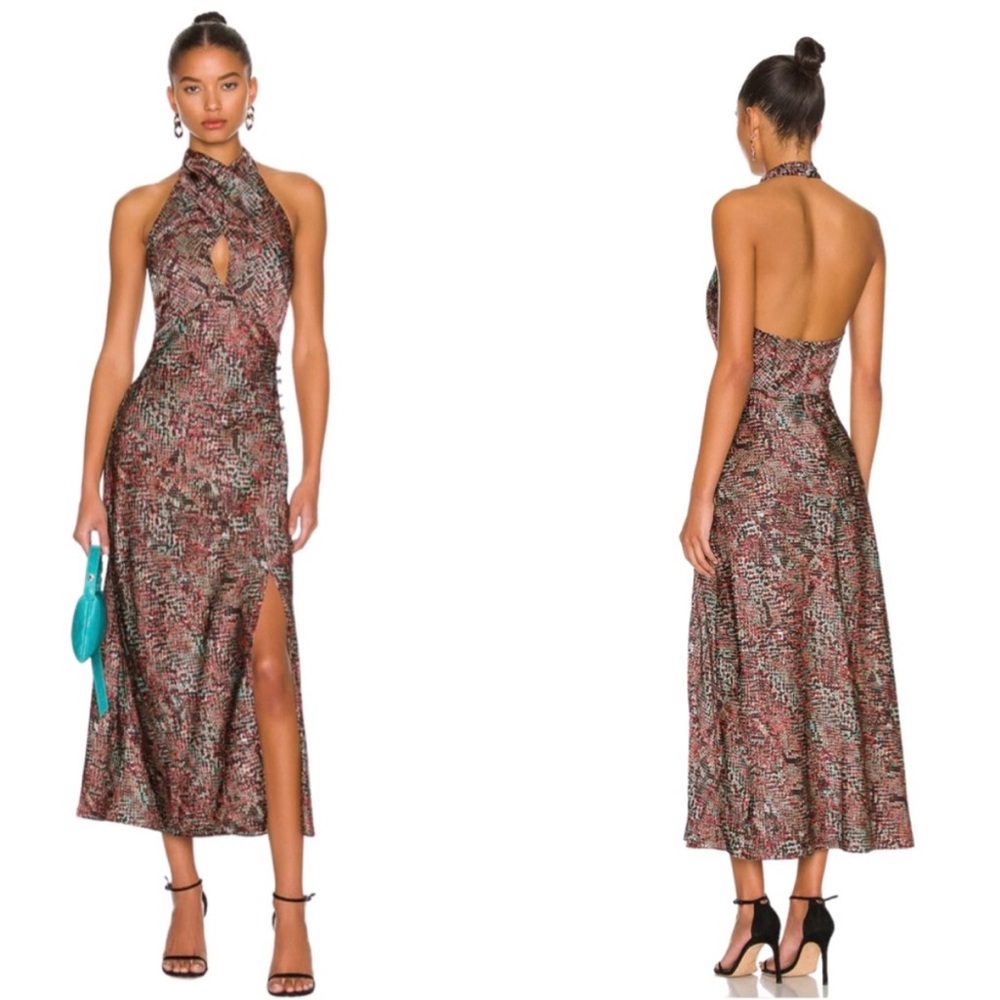 NICHOLAS ALINE MIDI DRESS IN WATER SNAKE PRINT